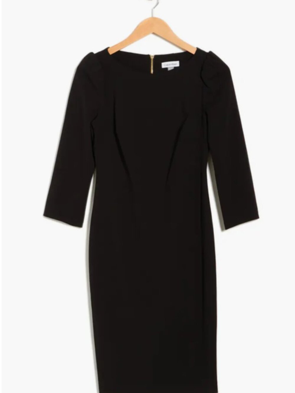 BLACK CALVIN KLEIN SIZE 14 Boatneck 3/4 Sleeve Sheath Dress - Picture 2 of 4